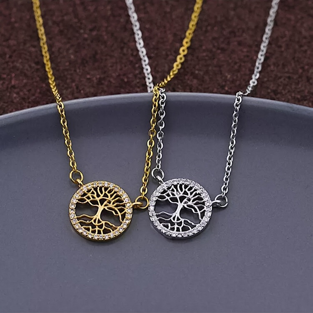 ⚜️𝟯𝟬%𝗢𝗙𝗙 𝗯𝘂𝗻𝗱𝗹𝗲𝘀 𝟯+⚜️ NEW CZ Tree of Life Charm Classic Necklace - Picture 4 of 12